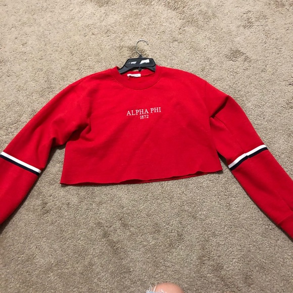 Tops - Red alpha phi cropped crew neck